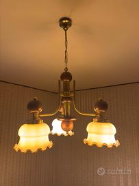 Set di Lampadario Vintage + 2 abat-jour coordinati