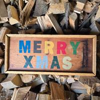 Insegna Merry Xmas in legno 