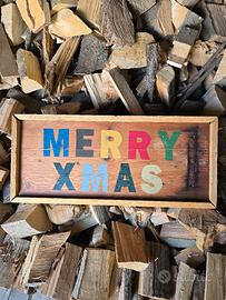 Insegna Merry Xmas in legno 