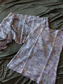 Completo Hand made: maglia ferri + stola uncinetto