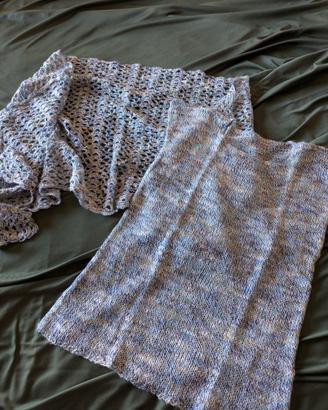 Completo Hand made: maglia ferri + stola uncinetto
