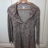 Transit cardigan lungo marrone con motivo floreale