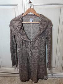 Transit cardigan lungo marrone con motivo floreale