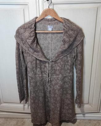 Transit cardigan lungo marrone con motivo floreale