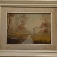 Dipinto anni 70 olio paesaggio cm 44 x 54