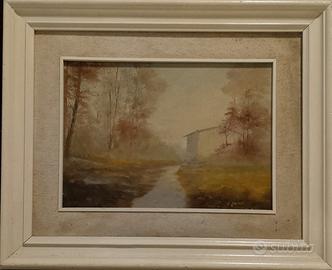 Dipinto anni 70 olio paesaggio cm 44 x 54