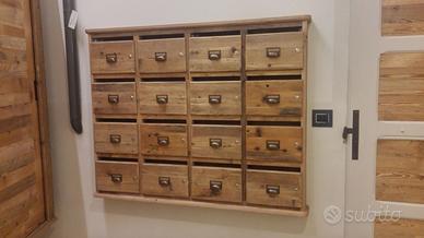 casellario porta lettere 16 casselle legno vecchio