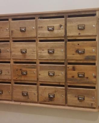 casellario porta lettere 16 casselle legno vecchio