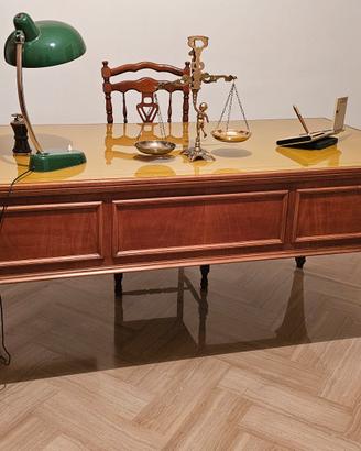 Scrivania vintage legno e vetro