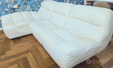 Divano pelle bianco chaisse longue