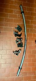 Barra Rack curva tonda 120CM piu' 5 clamp