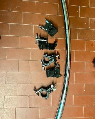 Barra Rack curva tonda 120CM piu' 5 clamp