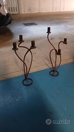 coppia  candelabri in ferro battuto