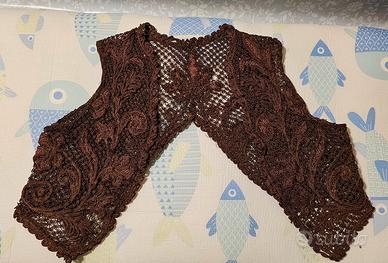 Coprispalle gilet pizzo marrone 