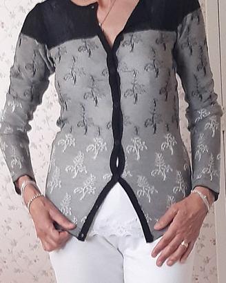 Cardigan elegante grigio/nero tg S -  Nina Couture