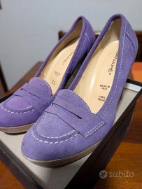 Scarpe Décolleté - in Camoscio Viola (Vera Pelle)