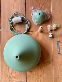 Lampadario alluminio 28x28x20 verde salvia 2 pz