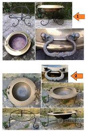 Conca antica in rame '800 e porta conca scaldamani