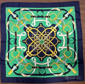 Foulard Hermès Carre 90 Eperon d'Or Golden in seta