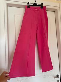 Pantaloni zampa fuxia rosa coquette taglia S