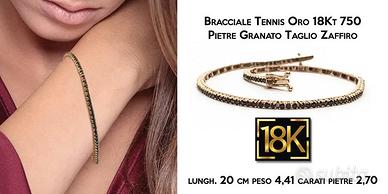 Bracciale oro giallo 18K  750 e pietre granato