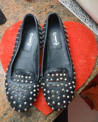 Ballerine nere in vera pelle con borchieTT bagatt 