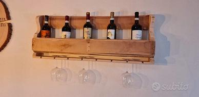 Portabottiglie con porta calici – artigianale 