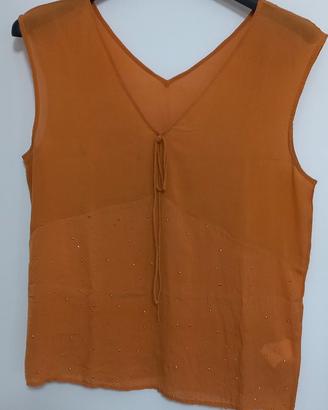 Top Phard colore Cognac Seta 100% Taglia S