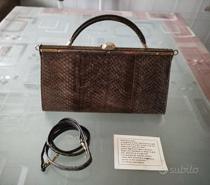 Borsa a mano vintage in pelle di serpente. 