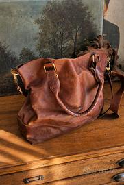 Borsa The Leather Store in vera pelle cognac