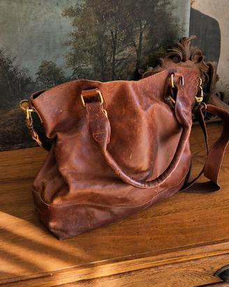 Borsa The Leather Store in vera pelle cognac