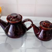 Coppia Teiere ceramica smaltata marrone EP vintage