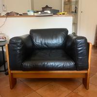 Poltrona Bastiano pelle nera anni 60’