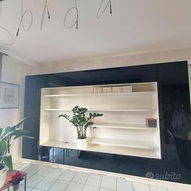 Parete attrezzata moderna laccata bianco/nero 330