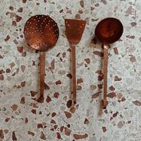Set antichi mestoli cucina In Rame