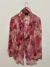 Camicia Luisa Spagnoli 100% seta floreale fosa 48