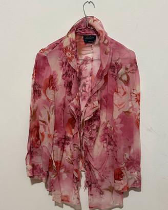 Camicia Luisa Spagnoli 100% seta floreale fosa 48