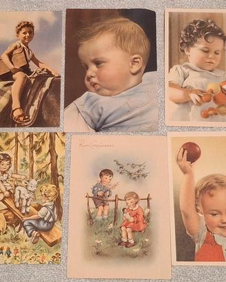 Lotto cartoline d'epoca anni '40 - '50.  Bambini