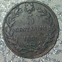 raro, Regno d'Italia, Umberto I,5 centesimi 1895