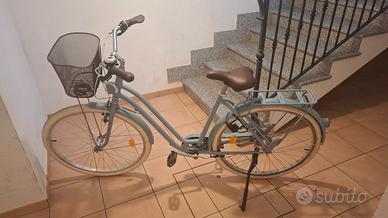 Bici città ELOPS 520 telaio basso blu jeans L/XL