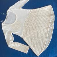 Maglia svasata tricot bianco perla, Desigual