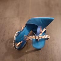 scarpe blu elettrico con brillantini tacco comodo