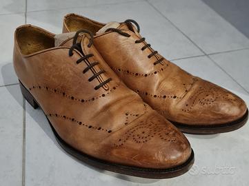 Scarpe eleganti marroni tabacco artigianali n° 43 