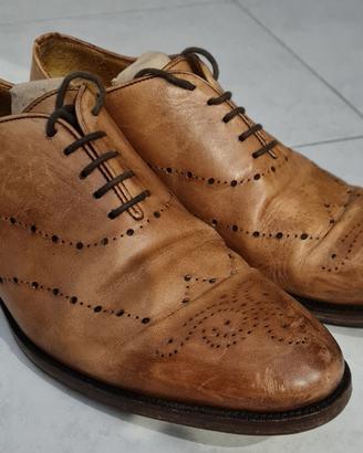 Scarpe eleganti marroni tabacco artigianali n° 43 