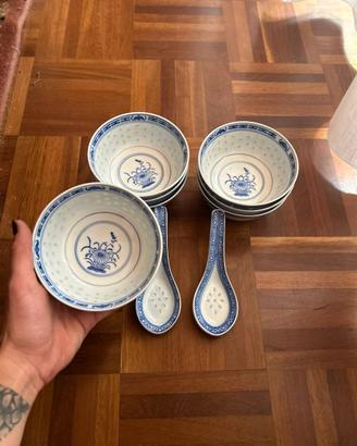Servizio Vintage Porcellana Cinese Chicchi di Riso
