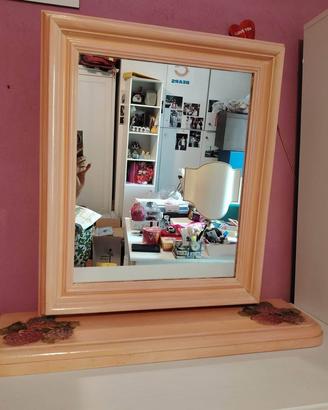 Specchio con Base in Legno Laccato