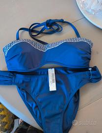 Bikini Sloggi blu a fascia spalline amovibili