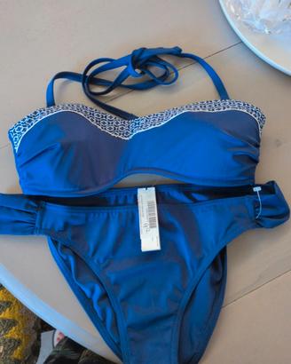 Bikini Sloggi blu a fascia spalline amovibili