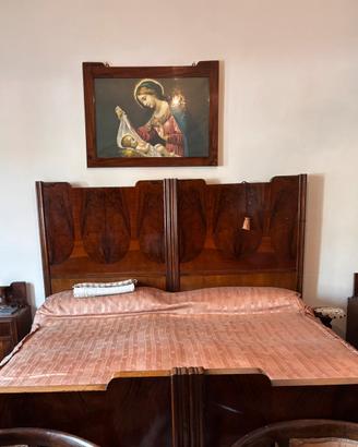Letto art deco con 2 comodini