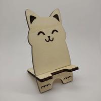 Porta cellulare in legno a forma di gattino